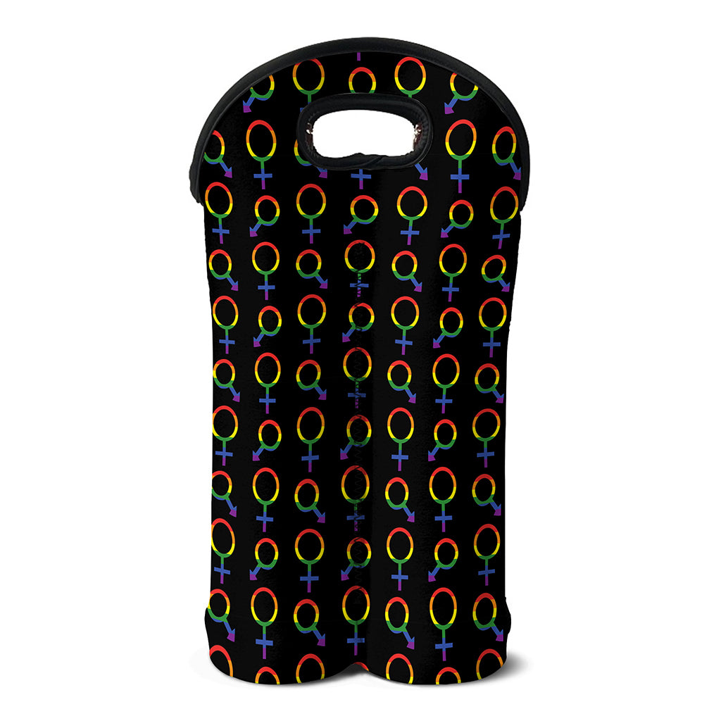 Gay Pride Gender Symbol Pattern Print Double Neoprene Wine Tote
