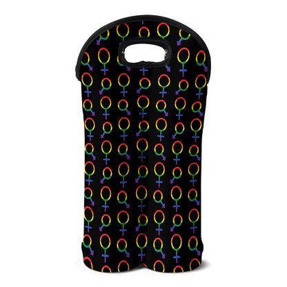Gay Pride Gender Symbol Pattern Print Double Neoprene Wine Tote