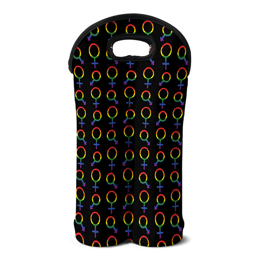 Gay Pride Gender Symbol Pattern Print Double Neoprene Wine Tote