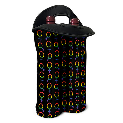 Gay Pride Gender Symbol Pattern Print Double Neoprene Wine Tote