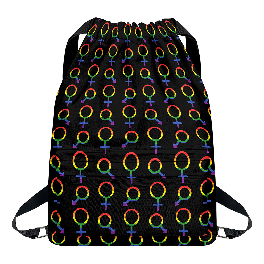 Gay Pride Gender Symbol Pattern Print Drawstring Backpack