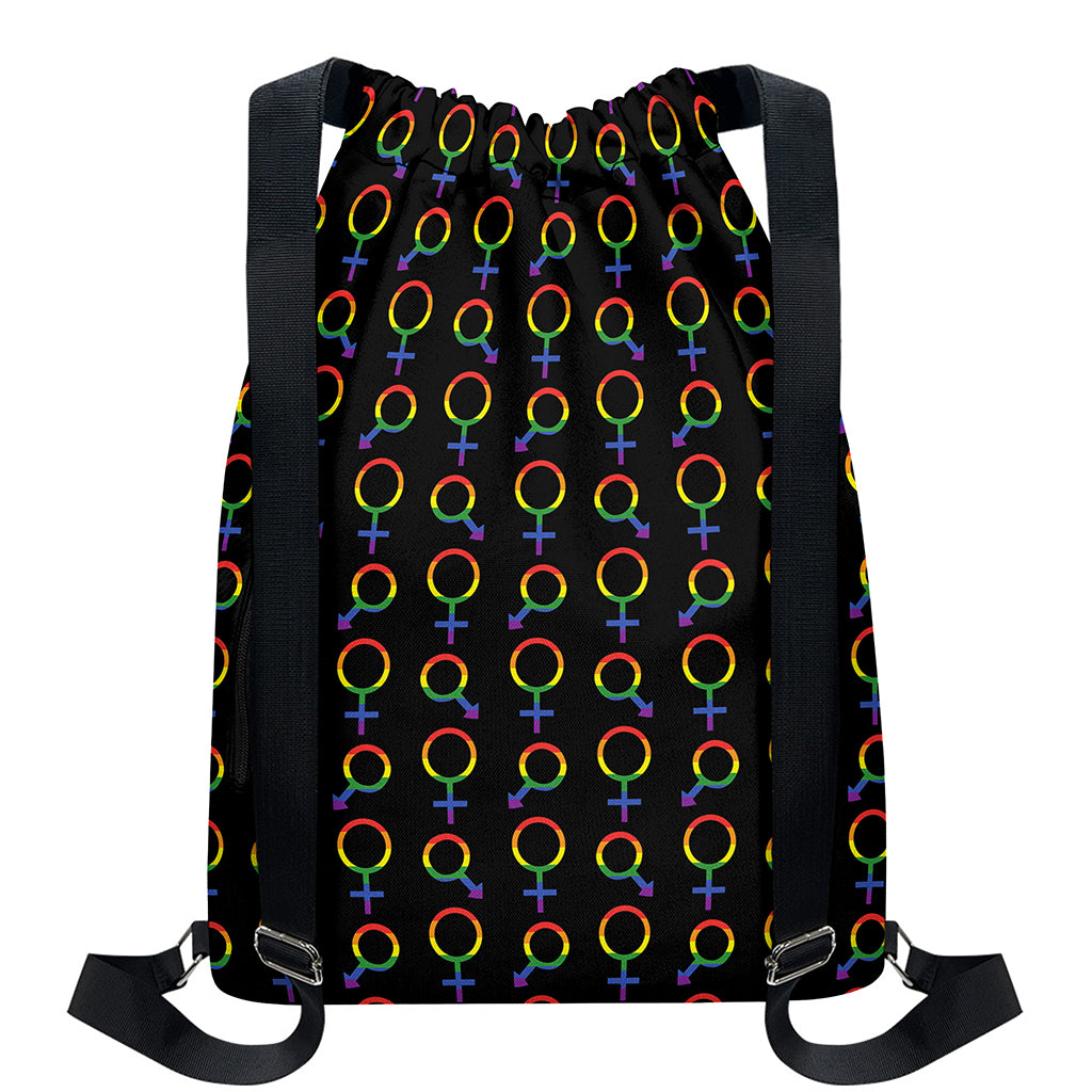 Gay Pride Gender Symbol Pattern Print Drawstring Backpack