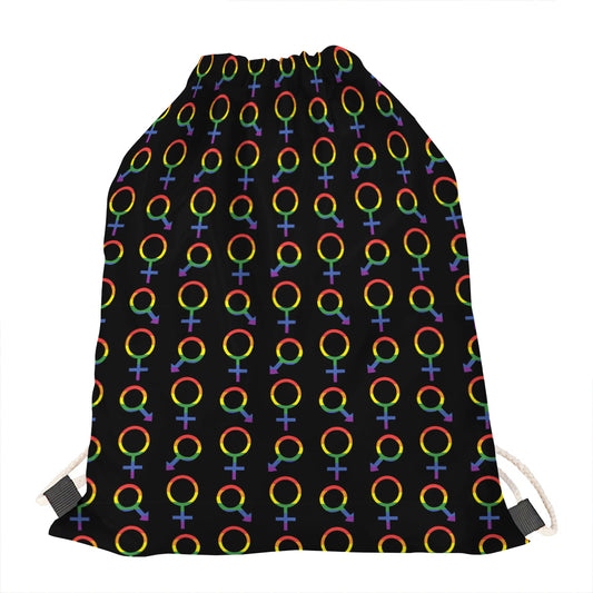 Gay Pride Gender Symbol Pattern Print Drawstring Bag