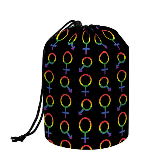 Gay Pride Gender Symbol Pattern Print Drawstring Makeup Bag