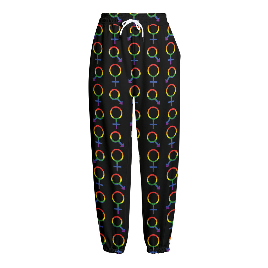Gay Pride Gender Symbol Pattern Print Fleece Lined Knit Pants
