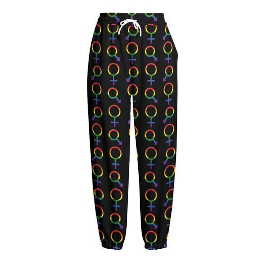 Gay Pride Gender Symbol Pattern Print Fleece Lined Knit Pants