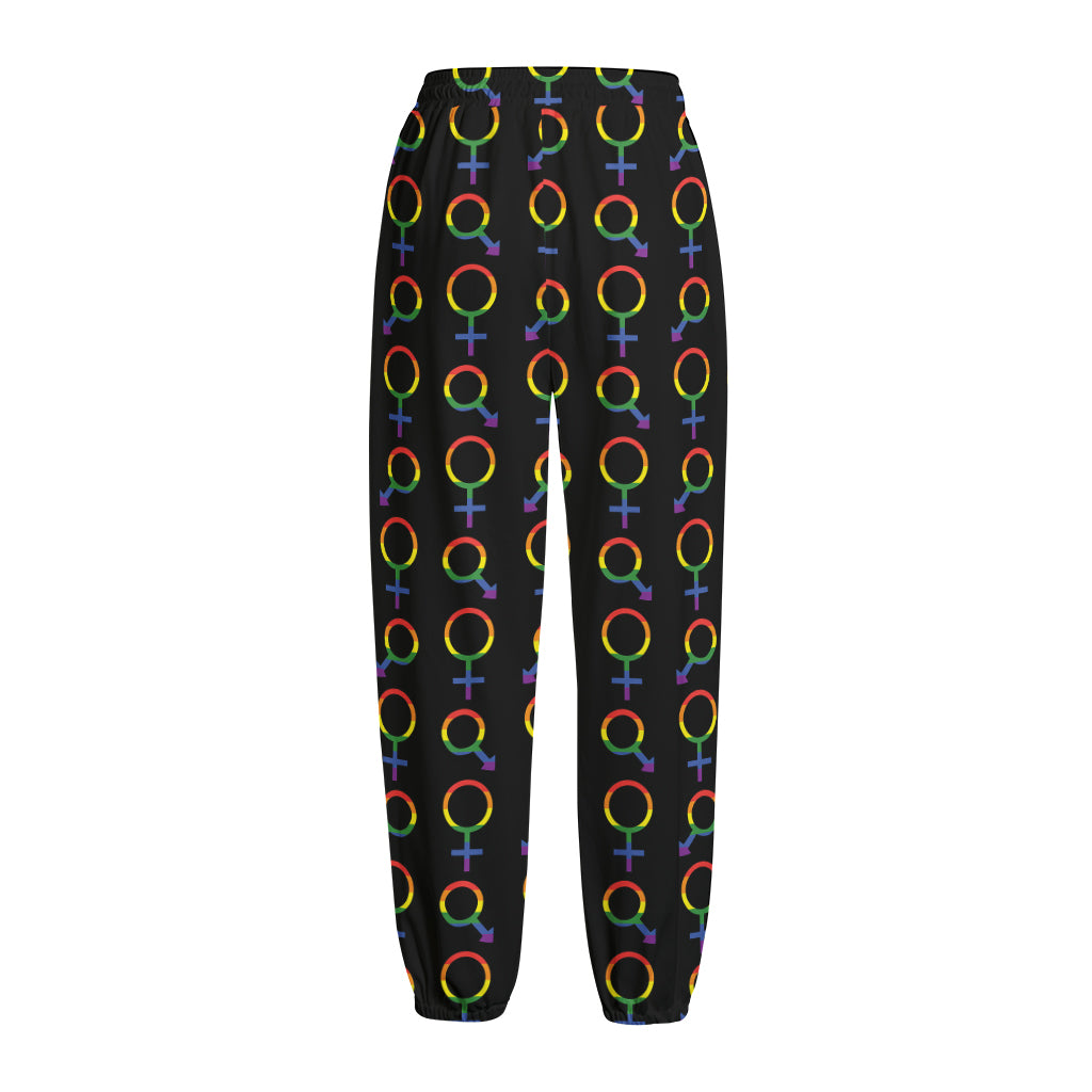 Gay Pride Gender Symbol Pattern Print Fleece Lined Knit Pants