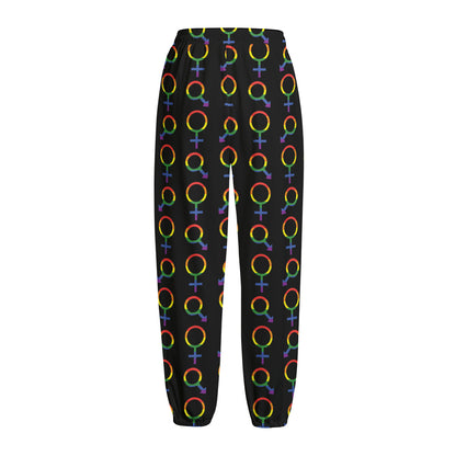 Gay Pride Gender Symbol Pattern Print Fleece Lined Knit Pants