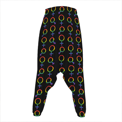 Gay Pride Gender Symbol Pattern Print Hammer Pants