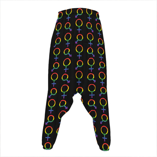 Gay Pride Gender Symbol Pattern Print Hammer Pants