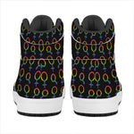 Gay Pride Gender Symbol Pattern Print High Top Leather Sneakers