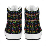 Gay Pride Gender Symbol Pattern Print High Top Leather Sneakers