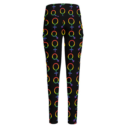 Gay Pride Gender Symbol Pattern Print High-Waisted Pocket Leggings
