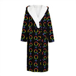 Gay Pride Gender Symbol Pattern Print Hooded Bathrobe