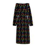 Gay Pride Gender Symbol Pattern Print Hooded Bathrobe