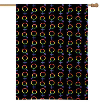 Gay Pride Gender Symbol Pattern Print House Flag