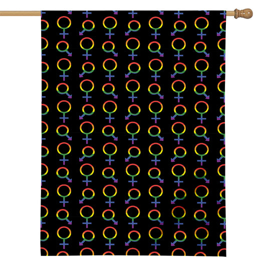 Gay Pride Gender Symbol Pattern Print House Flag