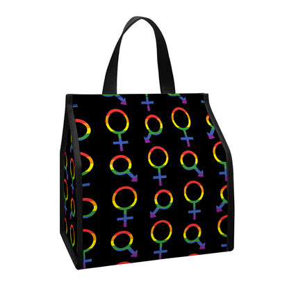Gay Pride Gender Symbol Pattern Print Insulated Lunch Tote