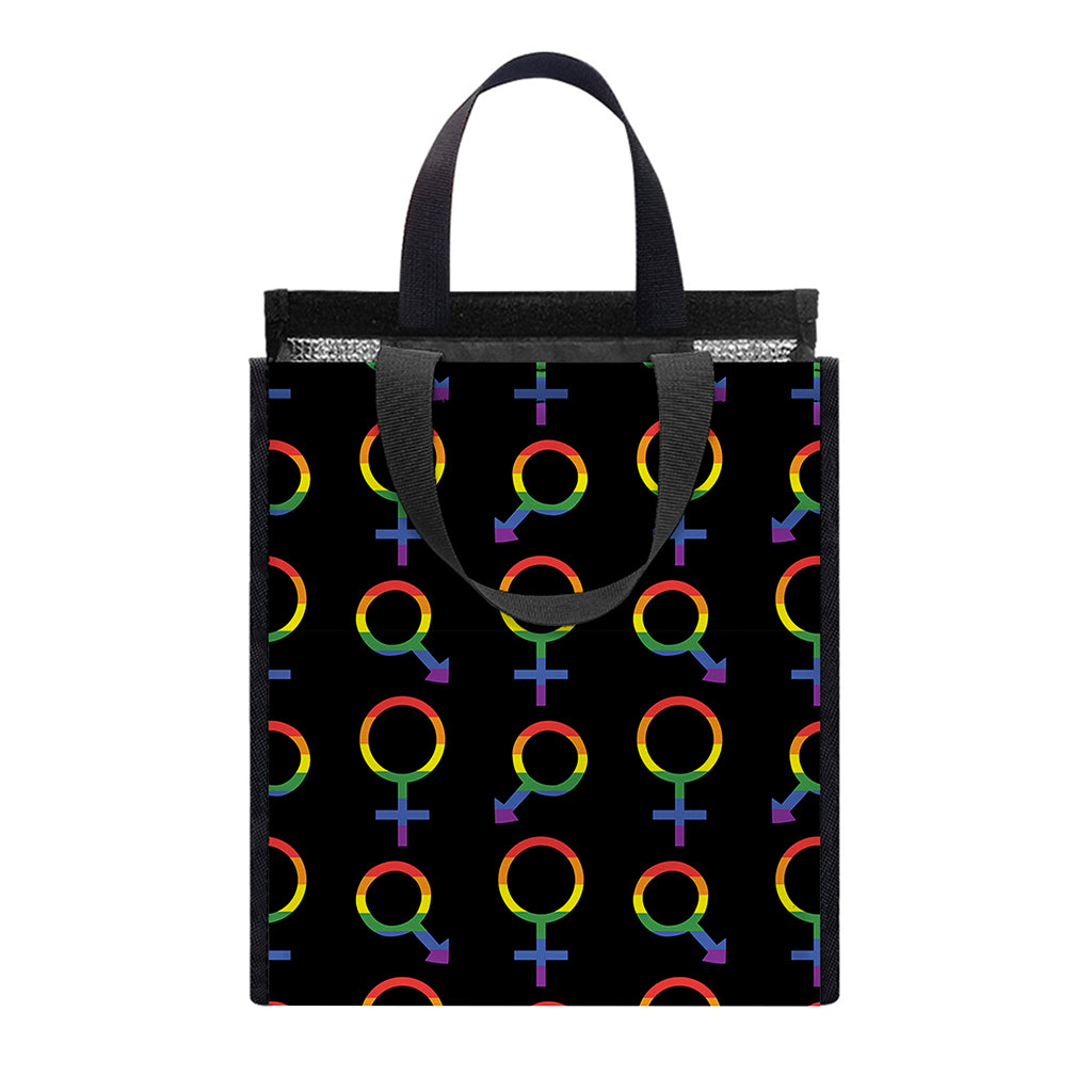 Gay Pride Gender Symbol Pattern Print Insulated Lunch Tote