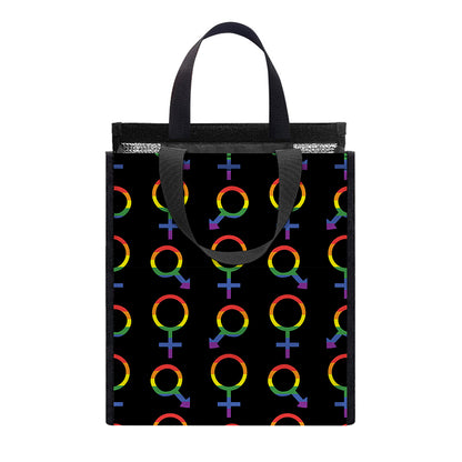 Gay Pride Gender Symbol Pattern Print Insulated Lunch Tote