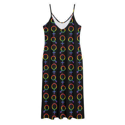 Gay Pride Gender Symbol Pattern Print Jersey Midi Cami Dress