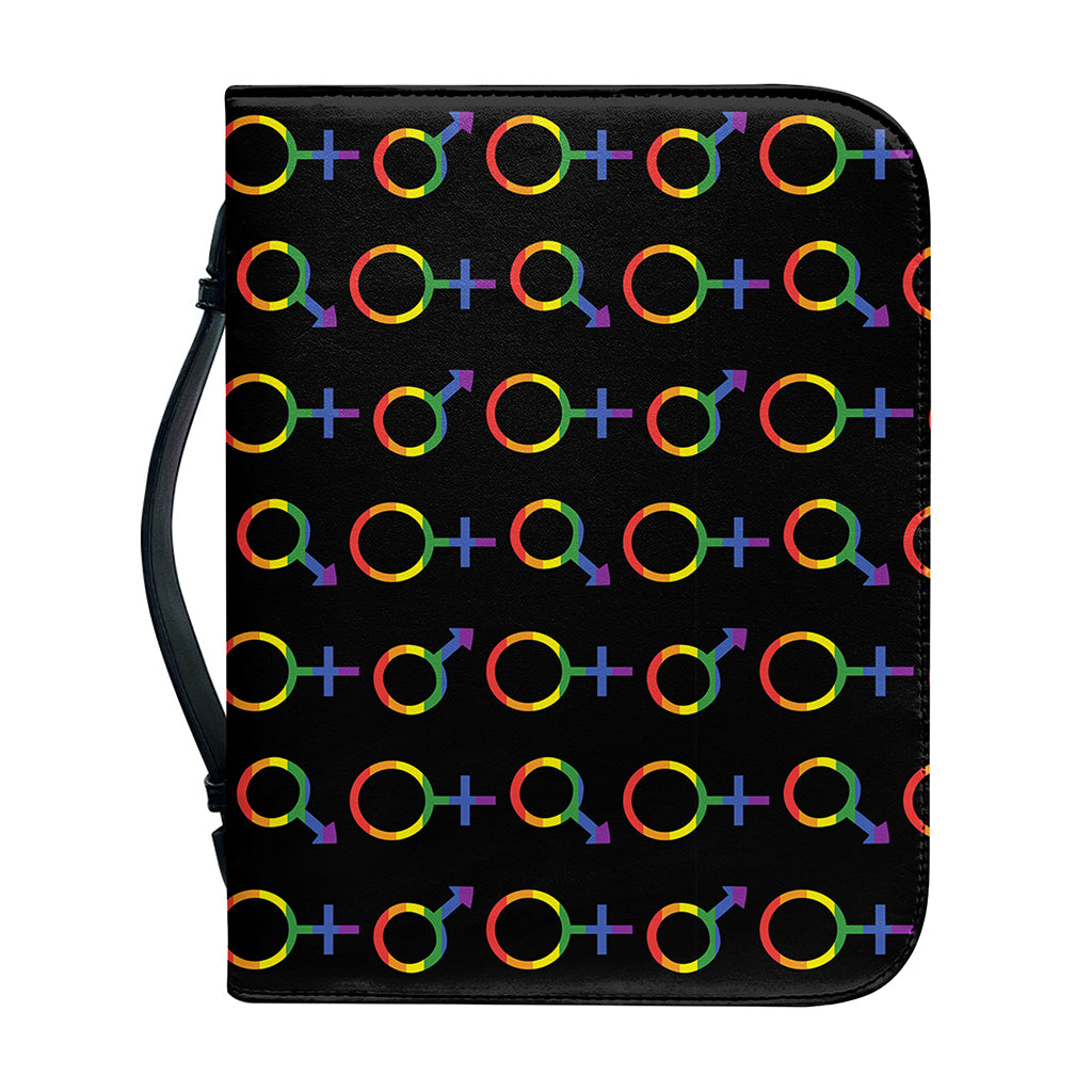 Gay Pride Gender Symbol Pattern Print Leather Bible Cover