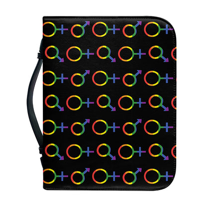 Gay Pride Gender Symbol Pattern Print Leather Bible Cover