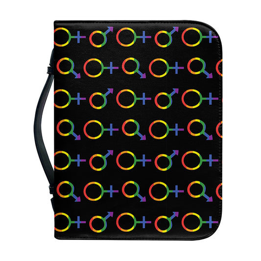 Gay Pride Gender Symbol Pattern Print Leather Bible Cover