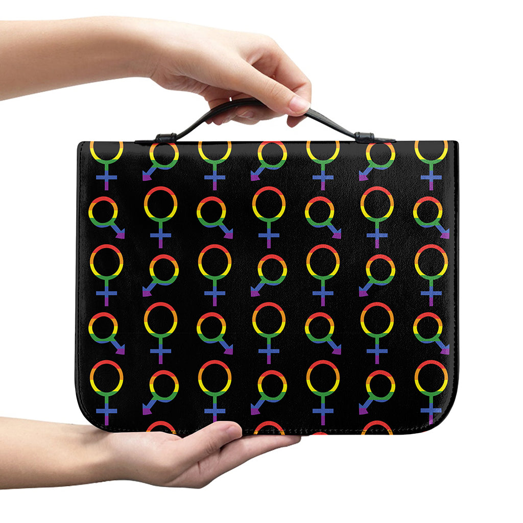 Gay Pride Gender Symbol Pattern Print Leather Bible Cover