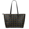 Gay Pride Gender Symbol Pattern Print Leather Tote Bag With Zipper