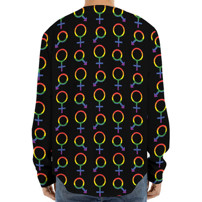 Gay Pride Gender Symbol Pattern Print Long Sleeve Baseball Jersey