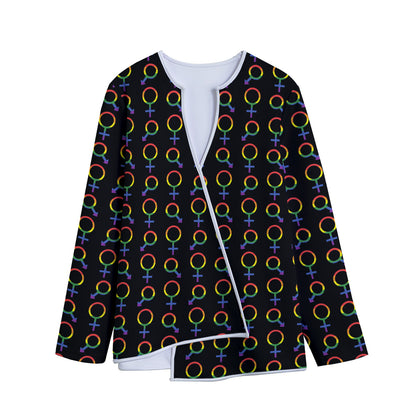 Gay Pride Gender Symbol Pattern Print Long Sleeve Short Coat