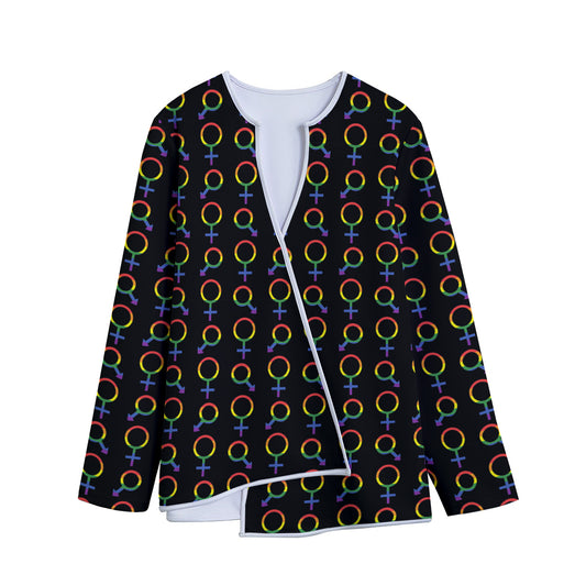 Gay Pride Gender Symbol Pattern Print Long Sleeve Short Coat