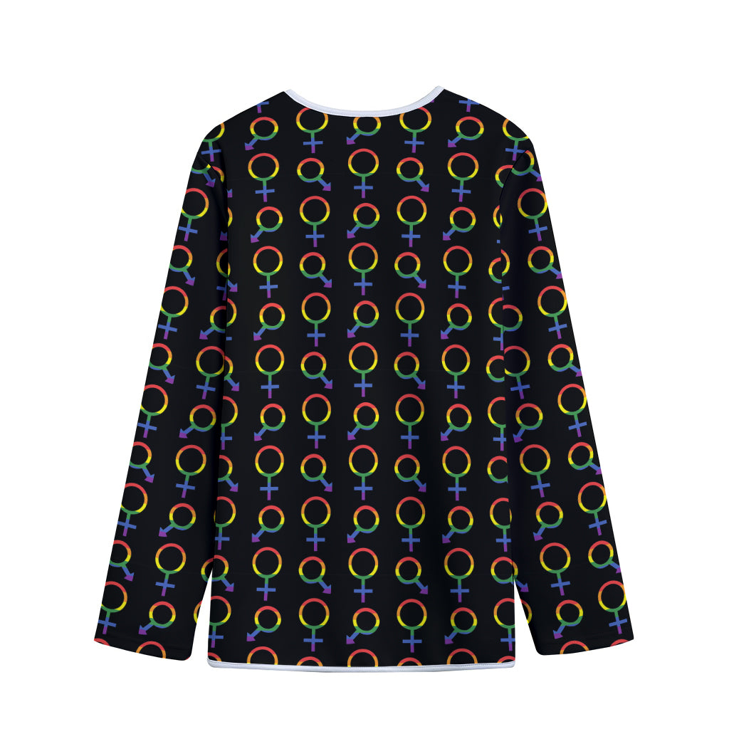 Gay Pride Gender Symbol Pattern Print Long Sleeve Short Coat