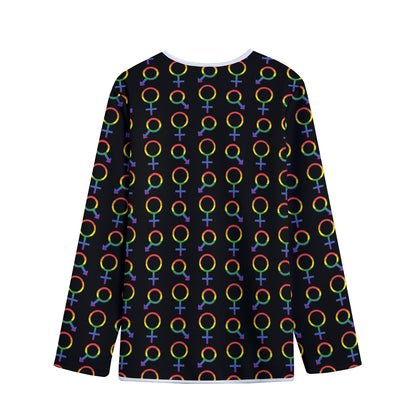 Gay Pride Gender Symbol Pattern Print Long Sleeve Short Coat