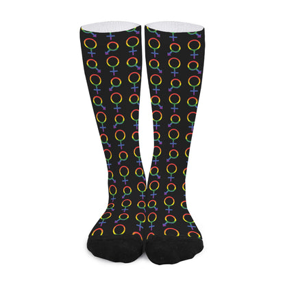 Gay Pride Gender Symbol Pattern Print Long Socks