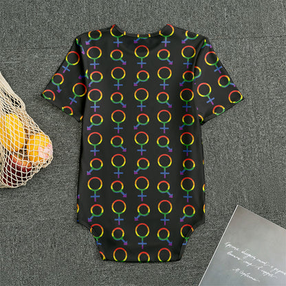 Gay Pride Gender Symbol Pattern Print Men's Bodysuit