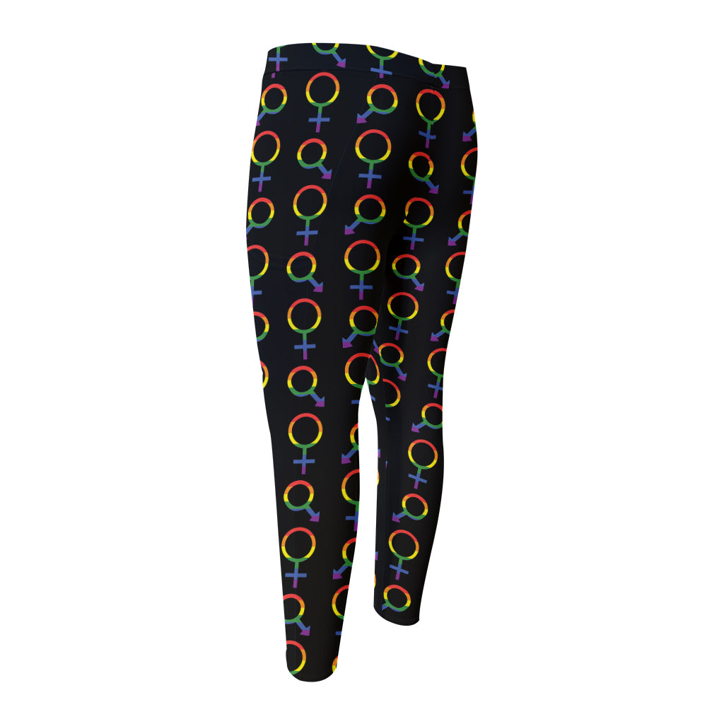 Gay Pride Gender Symbol Pattern Print Men's Compression Pants