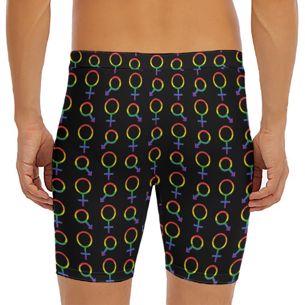 Gay Pride Gender Symbol Pattern Print Men's Long Boxer Briefs
