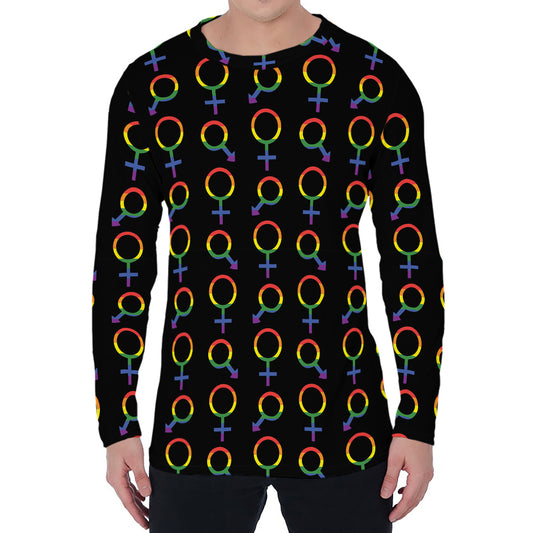 Gay Pride Gender Symbol Pattern Print Men's Long Sleeve T-Shirt