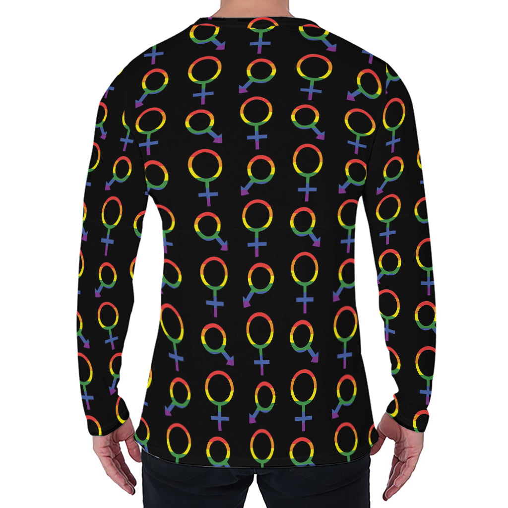 Gay Pride Gender Symbol Pattern Print Men's Long Sleeve T-Shirt