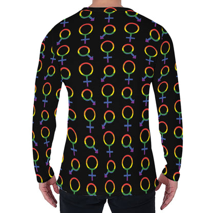 Gay Pride Gender Symbol Pattern Print Men's Long Sleeve T-Shirt