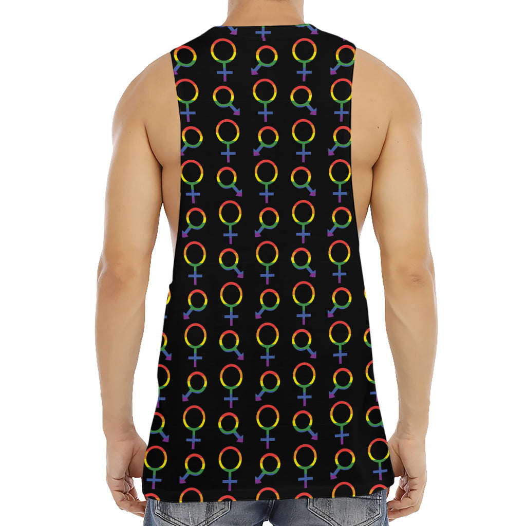 Gay Pride Gender Symbol Pattern Print Men's Muscle Tank Top