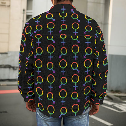 Gay Pride Gender Symbol Pattern Print Men's Shirt Jacket