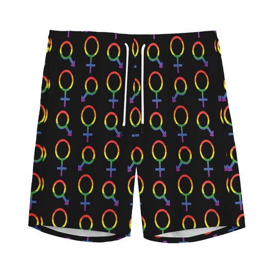 Gay Pride Gender Symbol Pattern Print Men's Sports Shorts