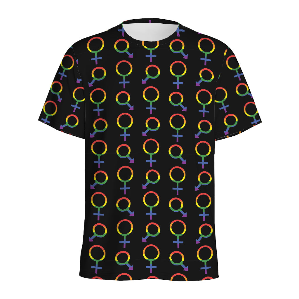 Gay Pride Gender Symbol Pattern Print Men's Sports T-Shirt