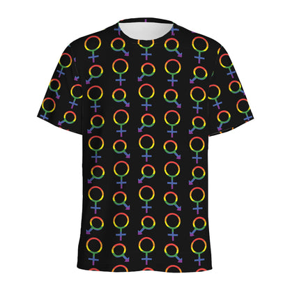 Gay Pride Gender Symbol Pattern Print Men's Sports T-Shirt