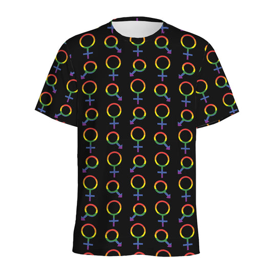 Gay Pride Gender Symbol Pattern Print Men's Sports T-Shirt
