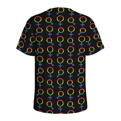 Gay Pride Gender Symbol Pattern Print Men's Sports T-Shirt