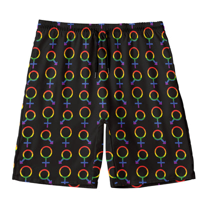 Gay Pride Gender Symbol Pattern Print Men's Swim Trunks